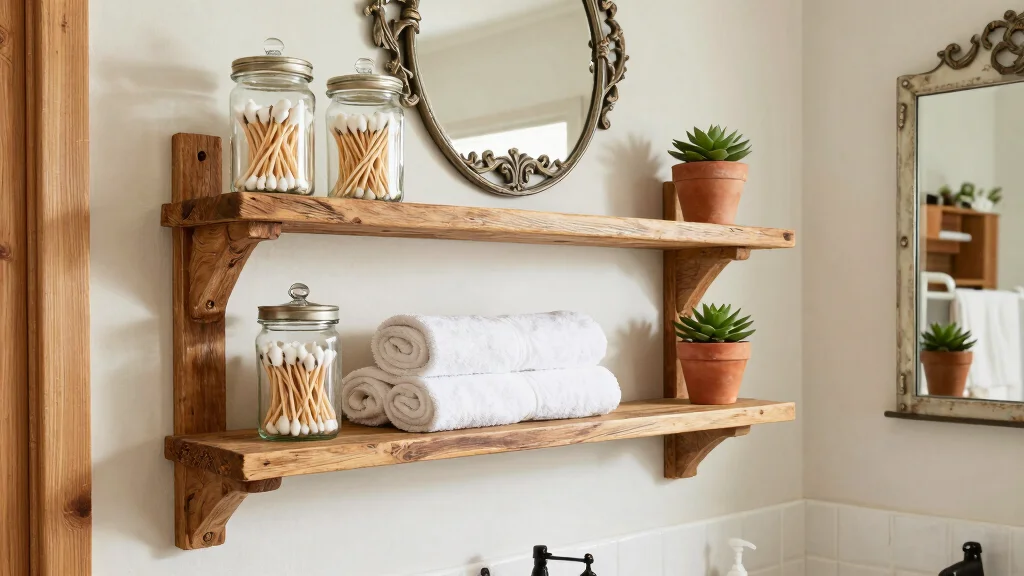 17 Rustic Bathroom Shelves for Warm Character