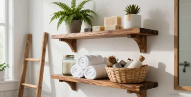 18 Wooden Bathroom Shelves for Natural Warmth