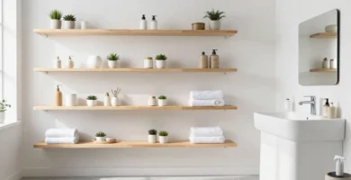19 Open Shelves in Bathroom for Airy Storage