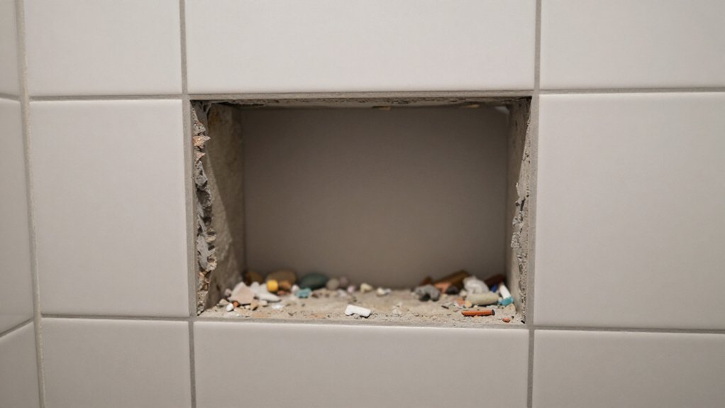 align niche with grout lines