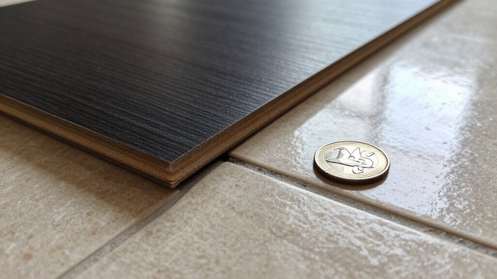 inspect tile for movement level cracks tape marked flaws