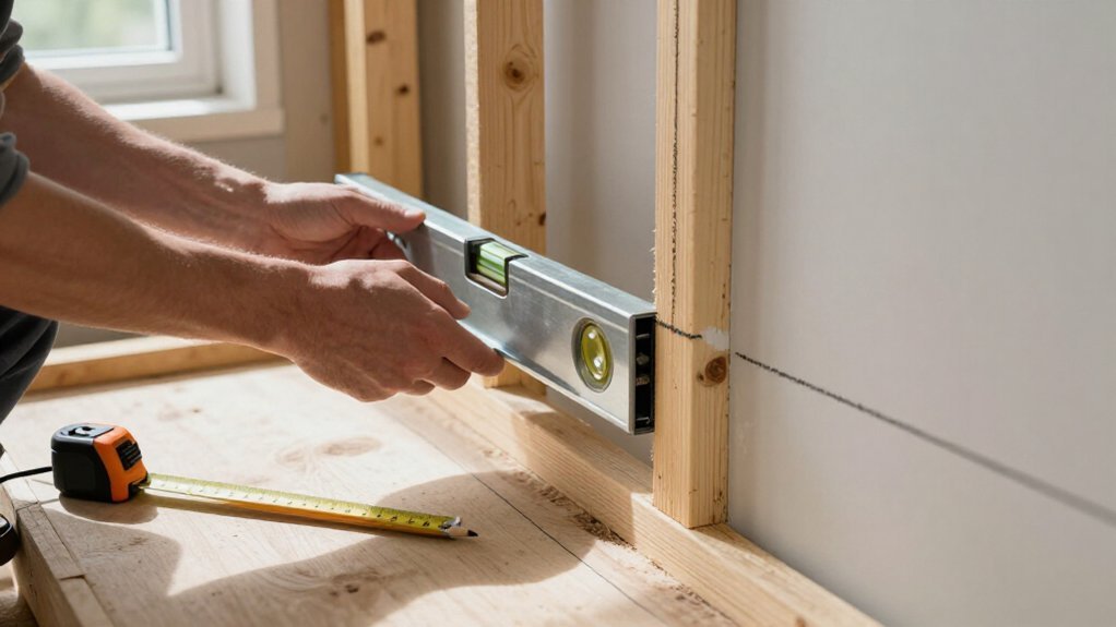 shower niche stud framing details