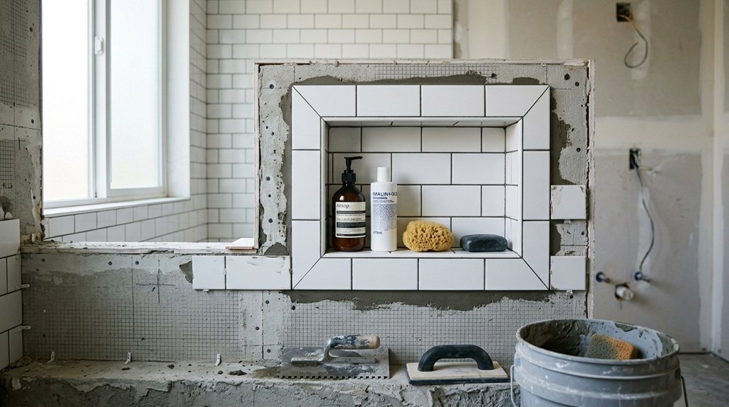 shower niche tile installation steps