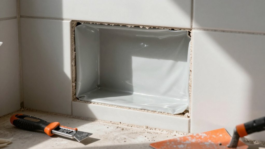 solid framed sloped waterproof niche